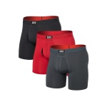 SAXX Boxershorts Multisport Mesh Boxer Brief Fly Logo schwarz/rot/grau Herren - 3 Stück